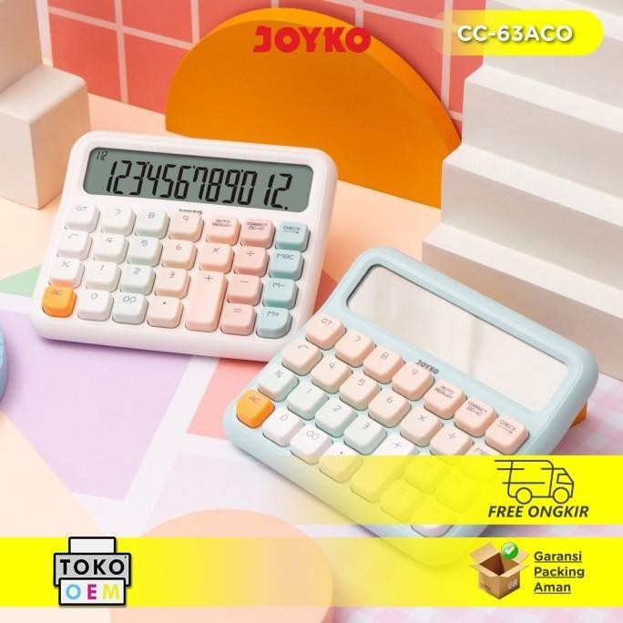 

JOYKO KALKULATOR WARNA PASTEL CC-63ACO CC-63BCO KALKULATOR LUCU 12 DIGITS MECHANICAL BUTTON