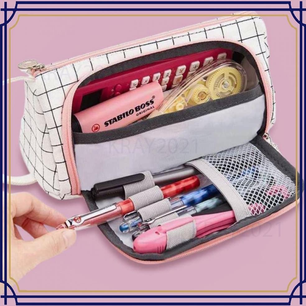 

jg-8 Tempat Pensil Large Capacity Motif Garis - PB01 Terlaris