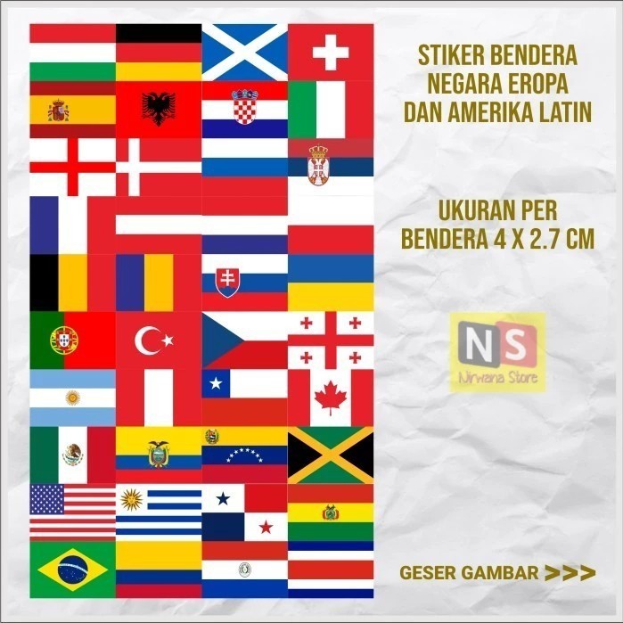 siap kirim] Stiker Pipi Bendera Negara Piala europa & coppa Sepak Bola 40pcs