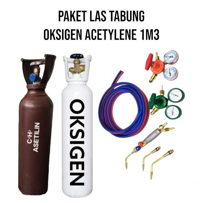 READY | PAKET LAS TABUNG OKSIGEN ACETYLENE 1M3 / PAKET LAS KARBIT MURAH BERKUALITAS