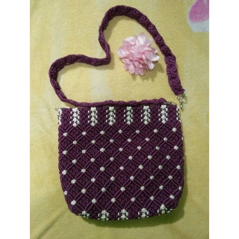 Tas Rajut Motif Bunga Batik Tali Kur