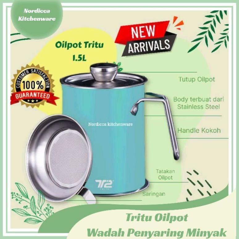 [PROMO] Tritu Oilpot Wadah Penyaring Minyak Kapasitas 1.5 Liter Tempat Penyaringan Minyak Goreng Pen