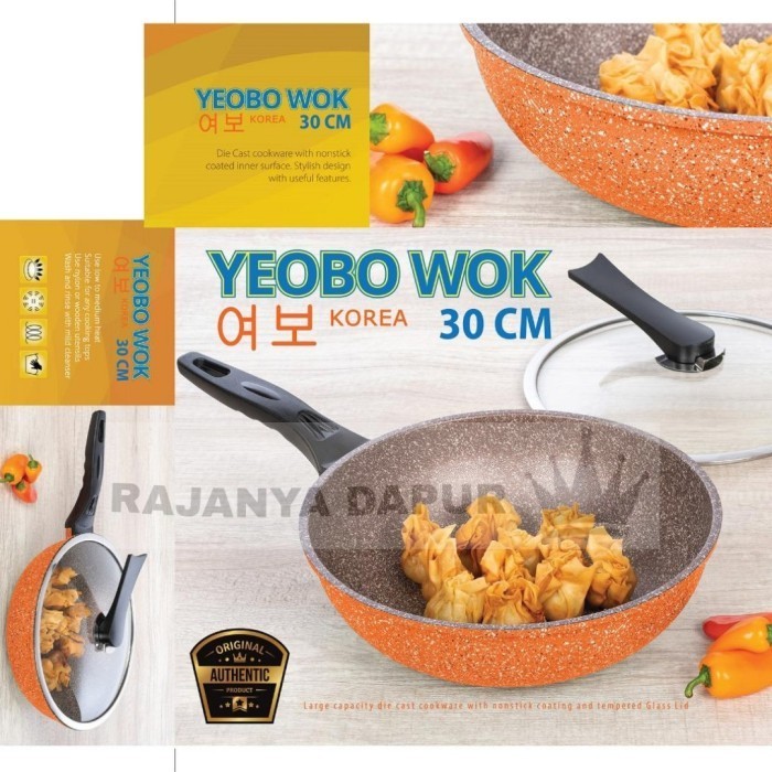 Wok Pan Yeobo - Korea Pan - Wajan Panci Marbel Yeobo Wok 30 Cm - Waj