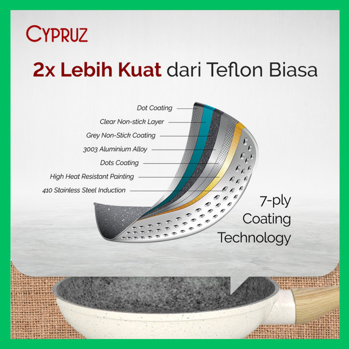 Cypruz Granite White Fry Pan Wok Pan Sauce Pan Wajan Anti Lengket