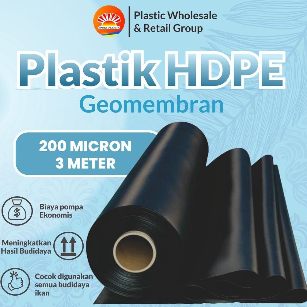 GEOMEMBRAN HDPE TEBAL 200 MICRON LEBAR 3 METER