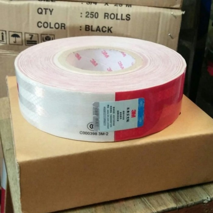 Stiker Reflective Diamond Grade 3M- Scotlet Merah Putih 3M 2" X 45Mtr