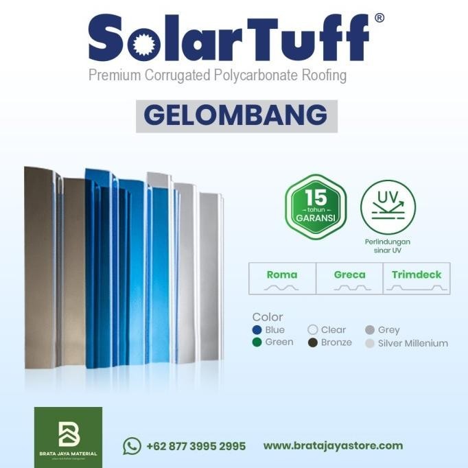 ATAP POLYCARBONATE SOLARTUFF GRECA KOTAK 6MM GELOMBANG SOLAR TUFF