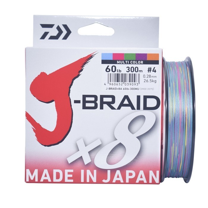 Senar Pancing Pe Daiwa J-Braid X8 300M Multicolor Pe-4 Ukuran 60 Lbs