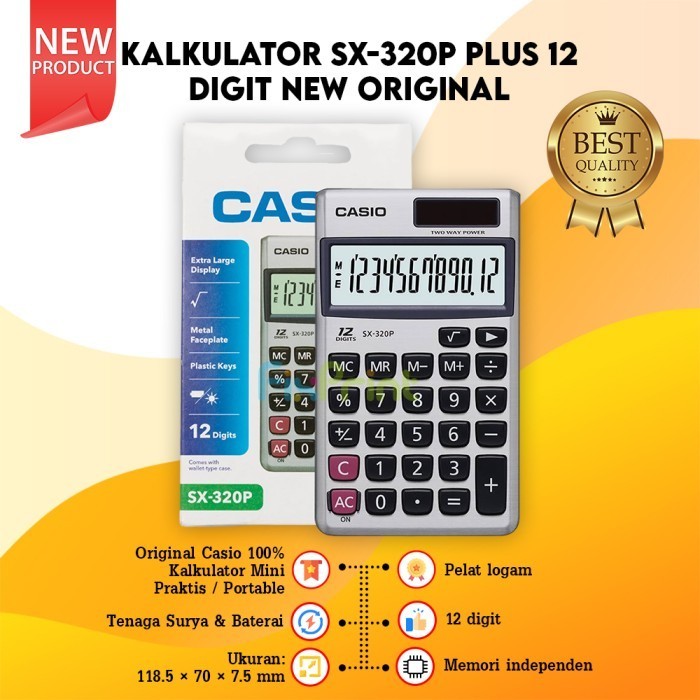 

Ready Kalkulator Saku Casio SX 320P 12 Digit Calculator Pocket New Original