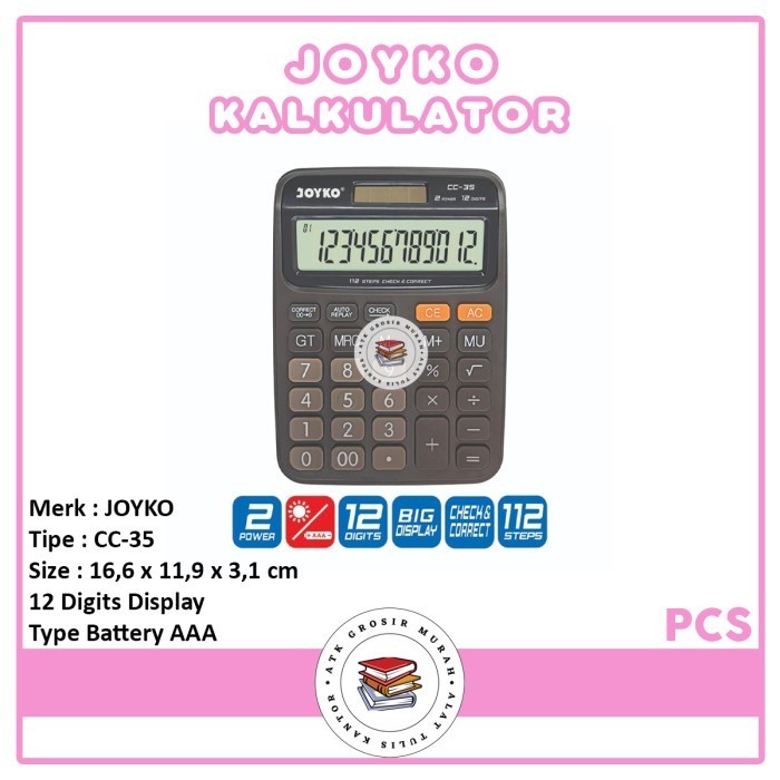 

Ready Calculator / Kalkulator Joyko CC-35 / 12 Digits / Check Correct