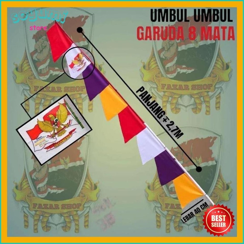 Umbul Umbul/Bendera Umbul Umbul Merah Putih Dan Warna Warni 2,7 Meter (6.6)