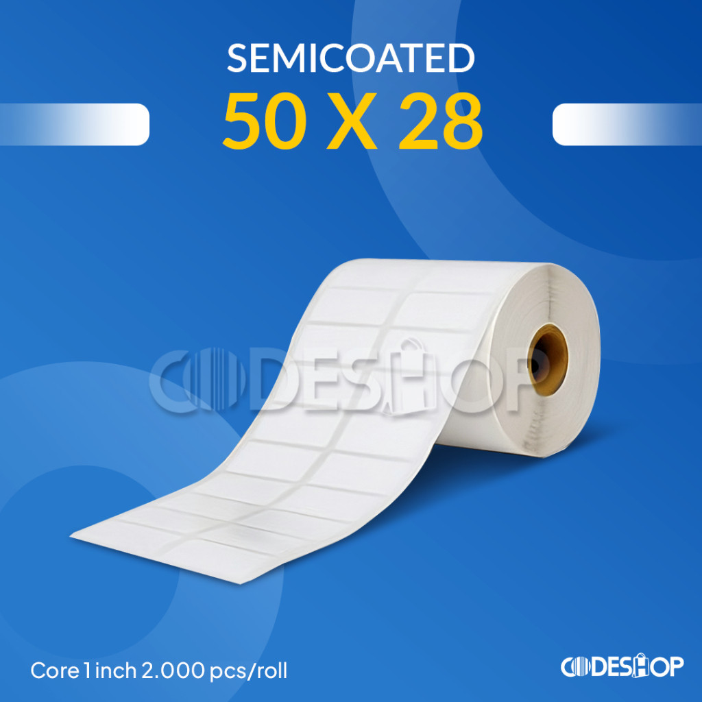 

Label Barcode SEMICOATED 50x28 mm Sticker e-Tiket 2 Line 2000pcs 50 x 28