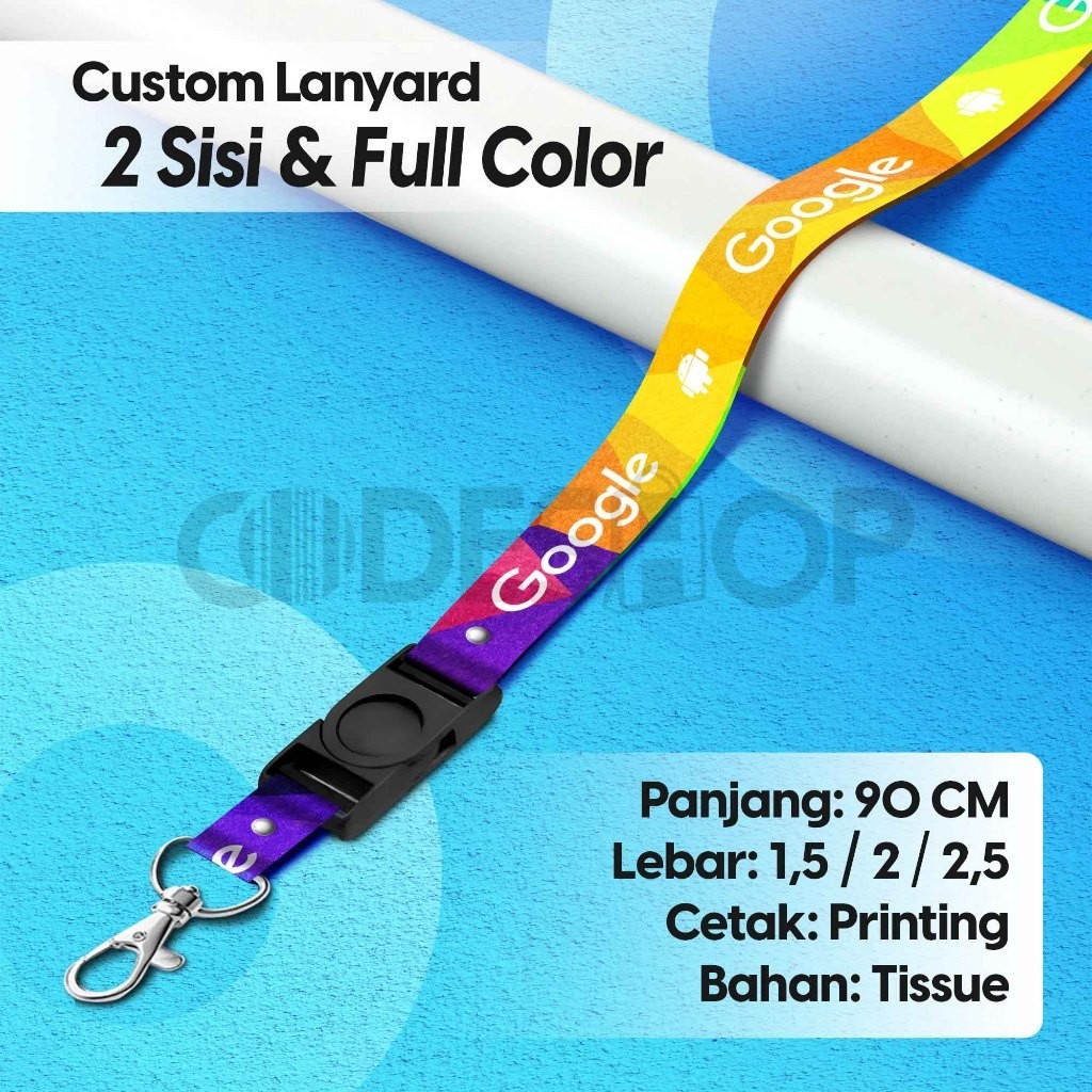 

Cetak Custom Tali Lanyard ID Card Tisu Printing Full Color 90cm