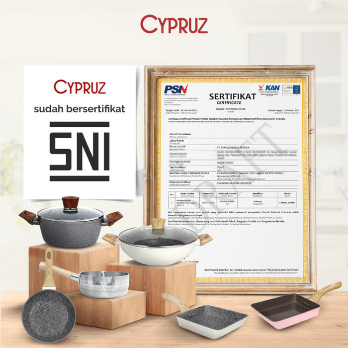 Cypruz Marble Wok Pan Fry Pan Sauce Pan Wajan Keramik Anti Lengket