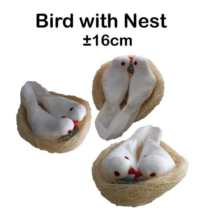 Bird with Nest - bird artificial - burung palsu - hiasan - dekorasi