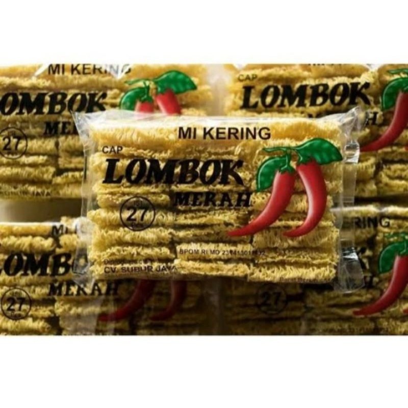 

Mie kering cap lombok merah 1pack isi 27 keping