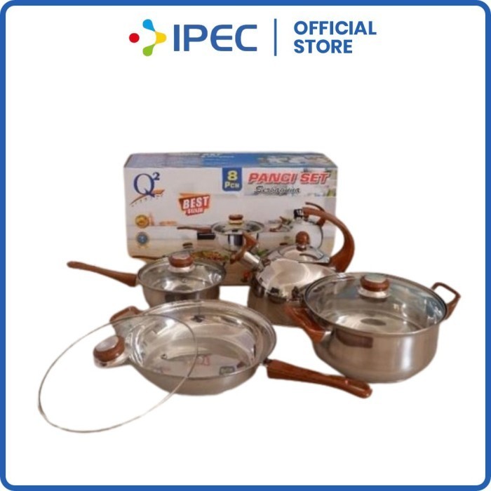 Panci Set Serbaguna Stainless Steel 8 Set Q2-7208