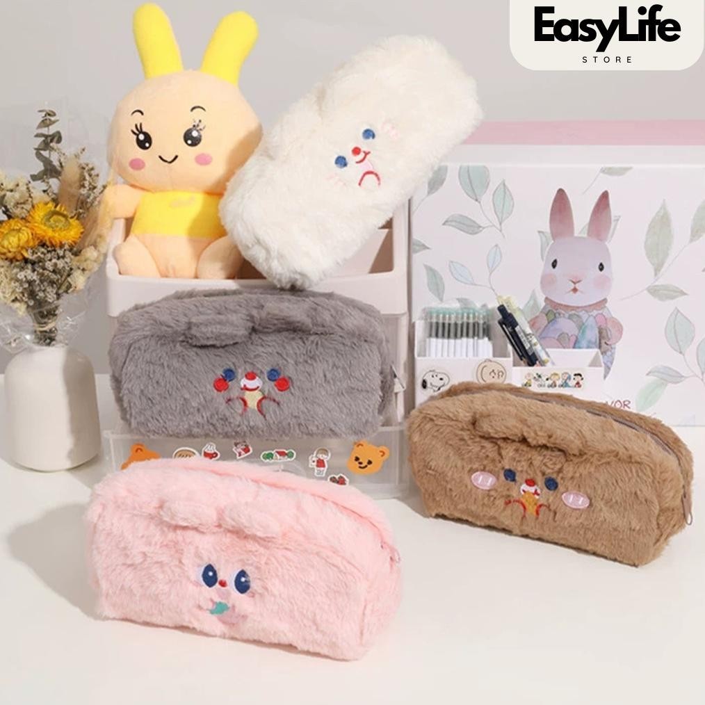 

ew-45 Kotak Pensil Alat Tulis Bulu Motif Karakter Lucu Pencil Case Anak High Capacity Berkualitas