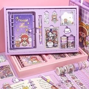 

gjk-25 Paket Jurnal Set/Gift Box Hampers anak/Hadiah / Notebook Journal Diary / 6 in 1 Boba Alat Buku Tulis Lengkap Scrapbook Cute Girl Sanrio Cinnamoroll My Melody Kuromi Panda Peach Kelinci Duffy Cat Sweetheart Cake Shop Import Grosir Ready COD Sale