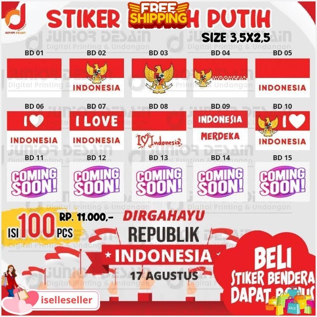 

STICKER PIPI MERAH PUTIH ISI 100PCS | TEMPELAN PIPI BENDERA TERMURAH ORIGINAL PRODUK