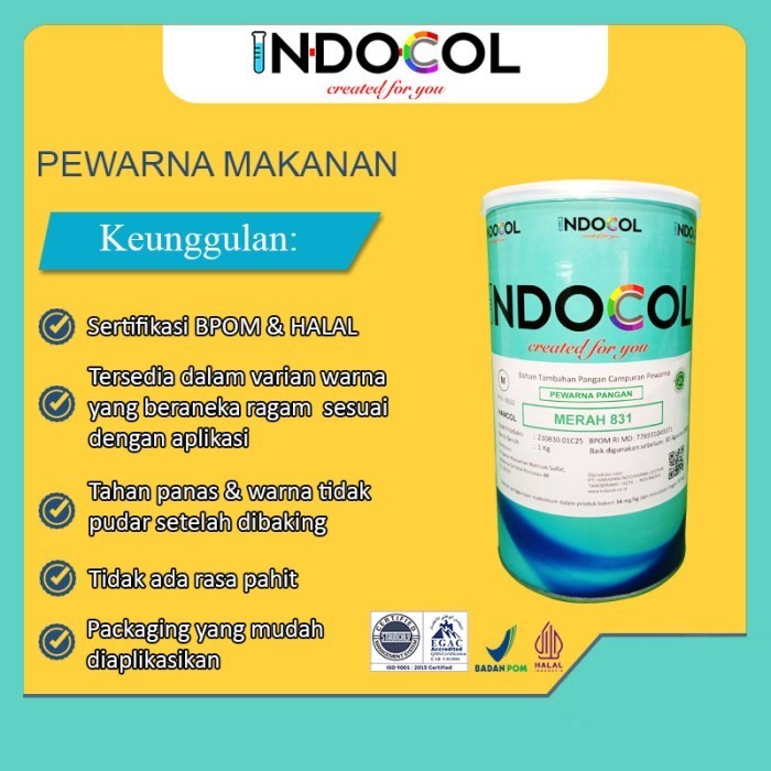 

Terlaris Pewarna Makanan INDOCOL MERAH 831 (BRILLIANT PONCEAU) SALE