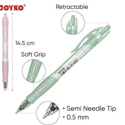 

fgs-3 (12Pcs) Pulpen Pen Cetek Pastel Joyko GP-265AN Q4 / Pena Q-GEL Pastel 0.5mm Hemat