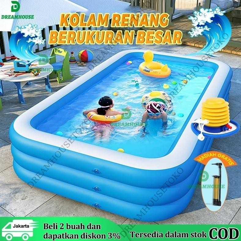 (DISKON) kolam renang anak jumbo petak karet bahan tebal 3M kolamrenang anak besar murah Inflatable 
