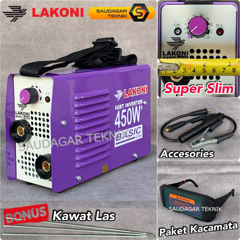 Mesin Las Mini Lakoni Basic 124Ixs 450 Watt Hemat Listrik Inverter Trafo Las Lakoni 124 Ixr 120A