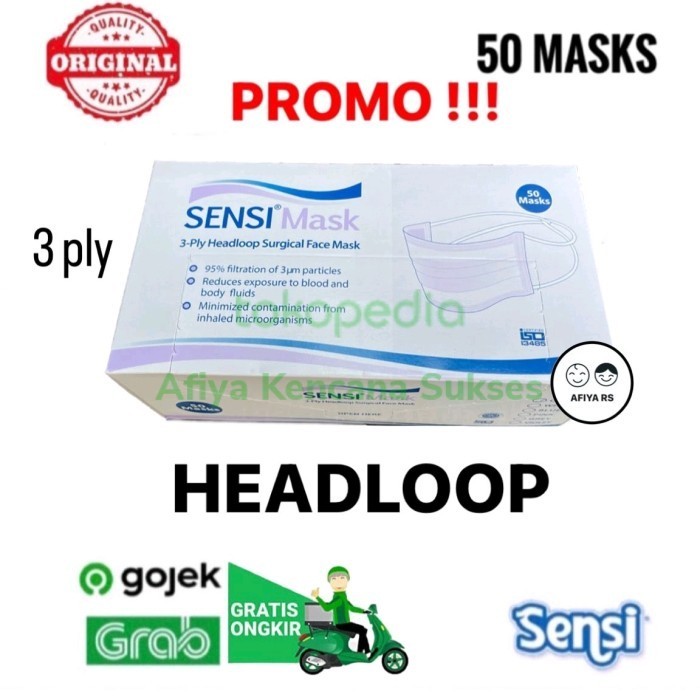 Masker Sensi Headloop Hijab Sensi 3 Ply Isi 50 Pcs Terbaru!