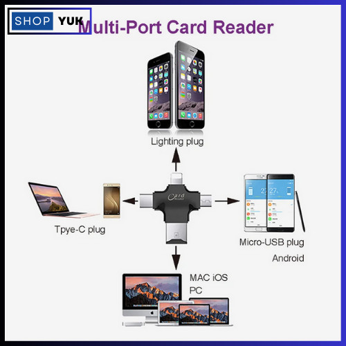 SHOPYUK Y-DISK Card Reader 4in1 USB 3.0 Micro Type C Lightning OTG MicroSD