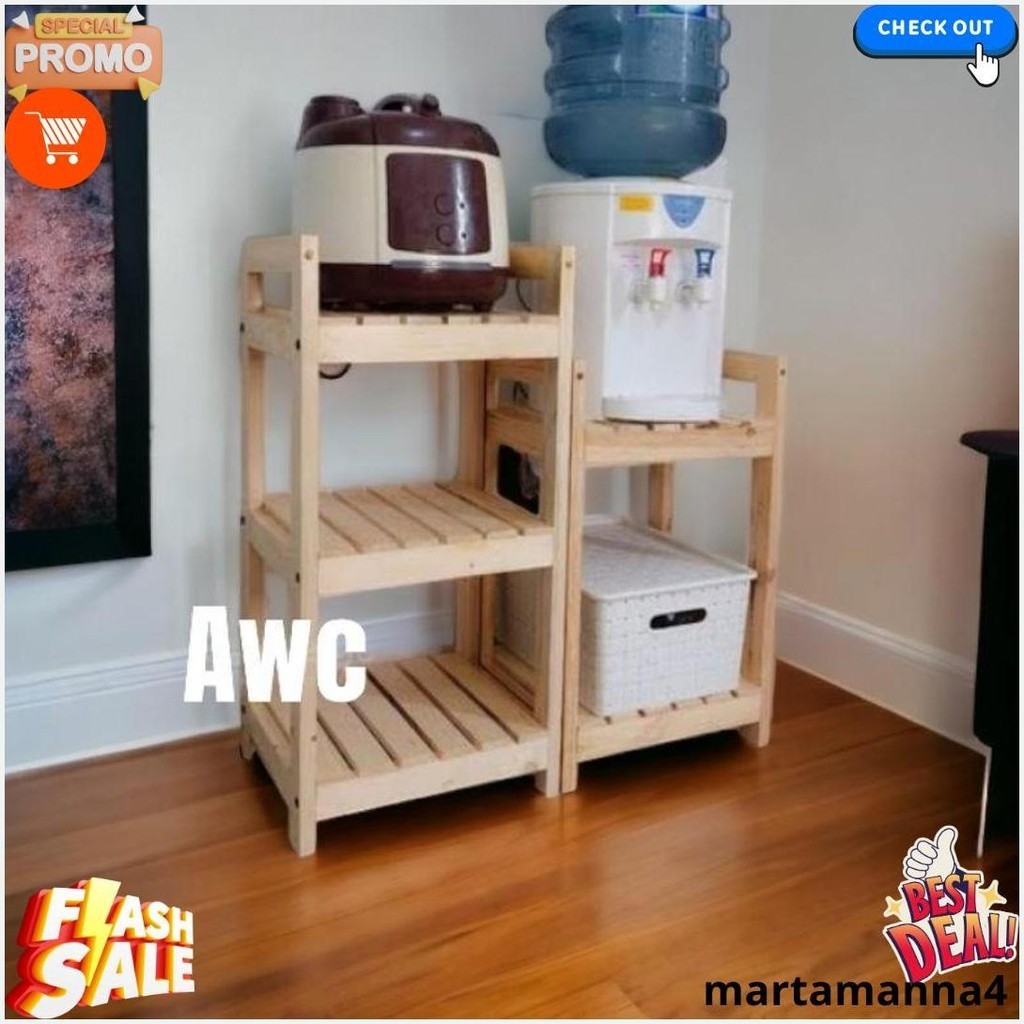 Rak Dispenser / Rak Rice Cooker / Rak Akuarium / Rak Kayu Susun 3 / Rak Kayu Susun 2 / Meja Dispense