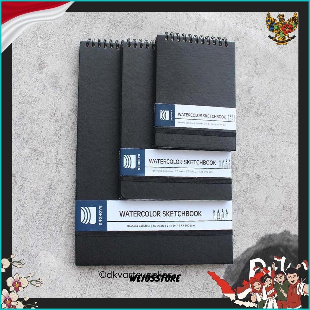 

(Dyi) Watercolor Sketchbook Baohong Cellulose 300Gsm A6 / A5 / A4