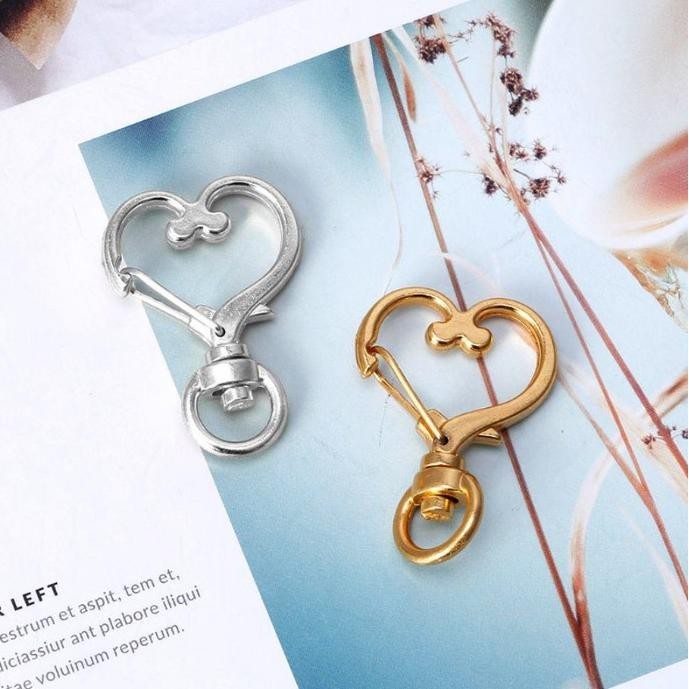 ((((()paling dicari] Metal Swivel Lobster Clasp Snap Hook Heart Shape Keychain Jewelry