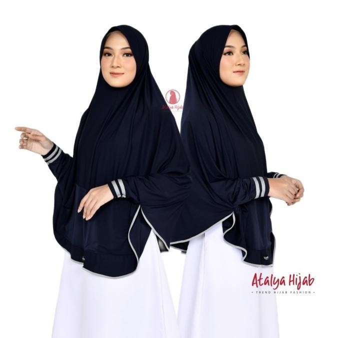 Aisyah Jilbab Lengan Panjang Motif Tangan Hijab List Saku / B S001