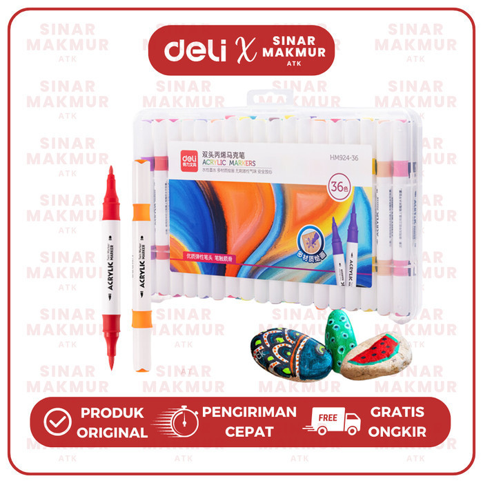 

Spidol Akrilik/Acrylic Marker Dual Tip 36 Warna Deli HM924-36 (Set)