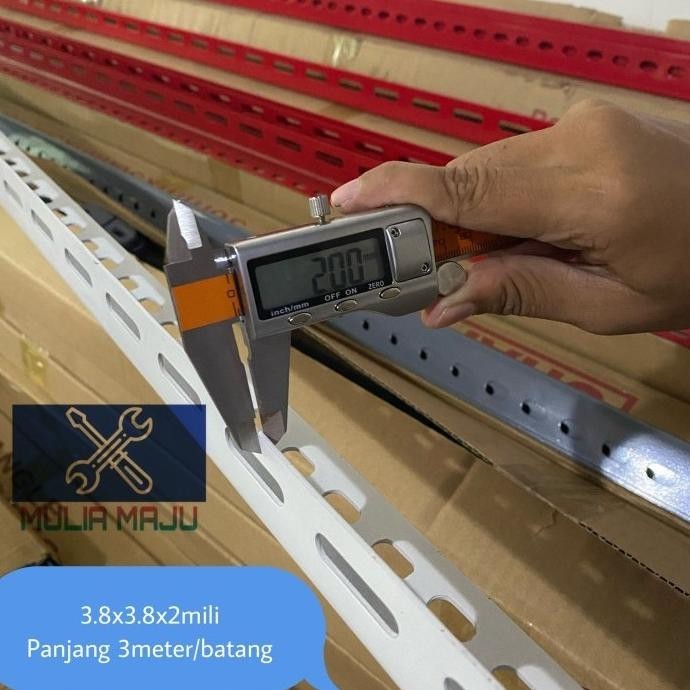 Besi siku lubang 2mili PUTIH /besi siku rak 2milix38mmx3meter TEBAL ES77