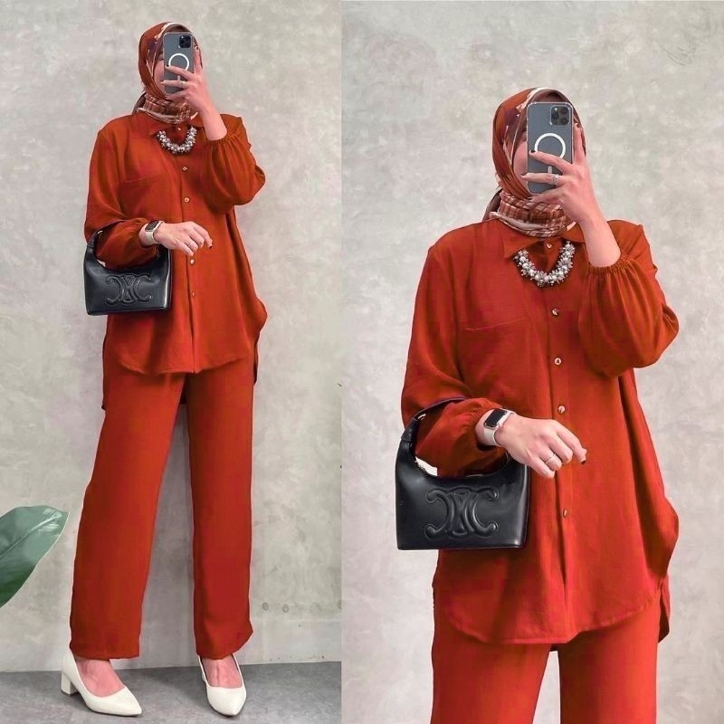 Setelan Setcel Kado Pacar Set One Set Tunik Baju Celana 1Set Fashionwanita Kondangan Wanset Dewasa C