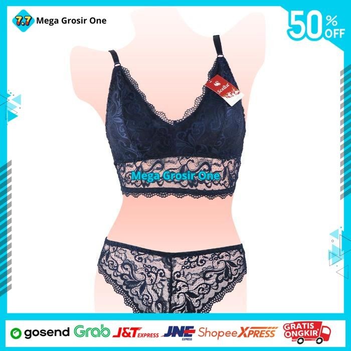 SEXY BRA SET CELANA BRALETTE TANPA KAWAT RENDA BH  SET TERBAIK