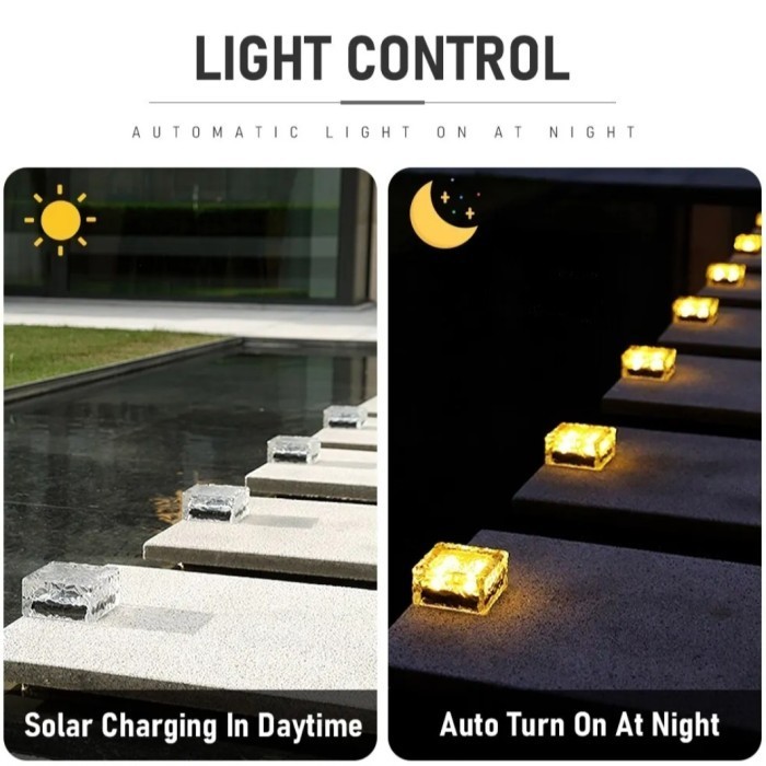 Lampu Hias Taman Lantai Tenaga Surya Solar Ice Glass Led Tanam Jalan Gratis Ongkir