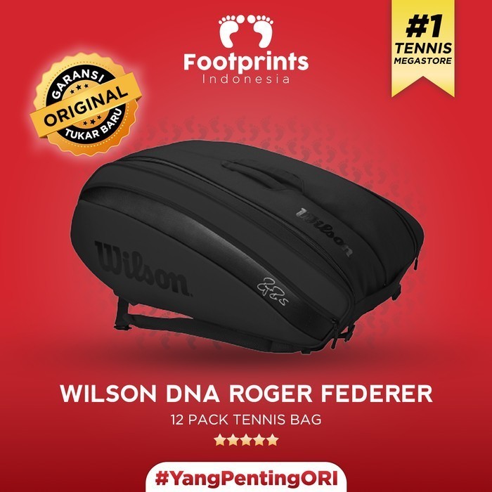 TAS TENIS WILSON ROGER FEDERER DNA 12 PACK BLACK RED TENNIS RAKET BAG