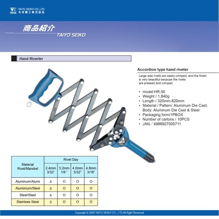 Masih Ada Picus Accordion Hand Riveter Hr 50 - Tang Rivet Harmonika Japan
