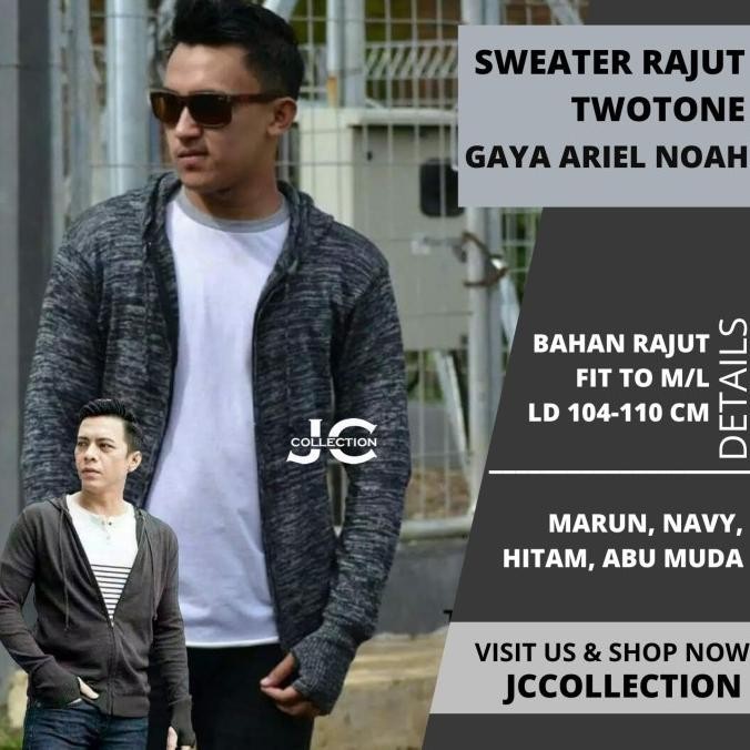 Outer Jaket Rajut Pria Jempol Ariel / Knitting Sweater Roundhand - JC