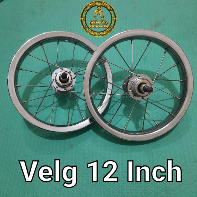 Berjaya Bike - Velg SETELAN SEPEDA 12 / PELEK SEPEDA 12 KOMPLIT / VELG SEPEDA JADI /Rim Velg Sepeda 