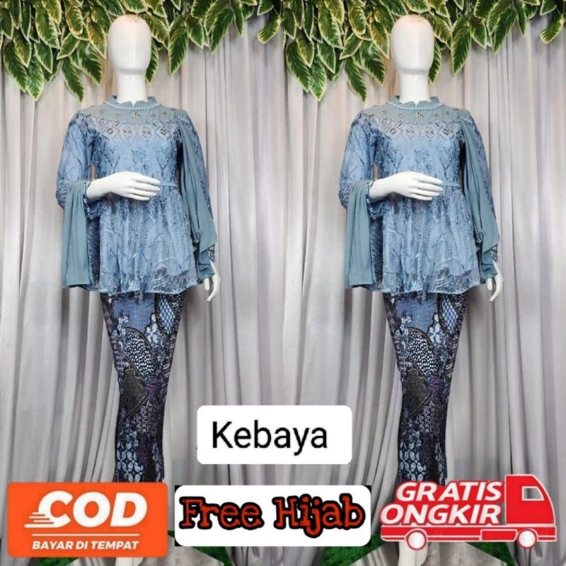 (COD) Kebaya Squeena | Kebaya Wisuda | Kebaya Pesta | Kebaya Modren | Kebaya Pendek Free Hijab