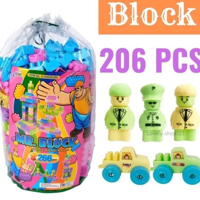 Wow Mainan Balok Brick Mr. Block Buat Anak Balita Edukasi Isi 176,