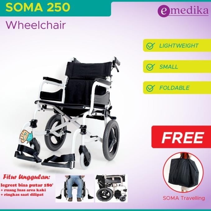 Kursi Roda Traveling Soma Aluminium 250 14" ( Wheelchair Roda Kecil )