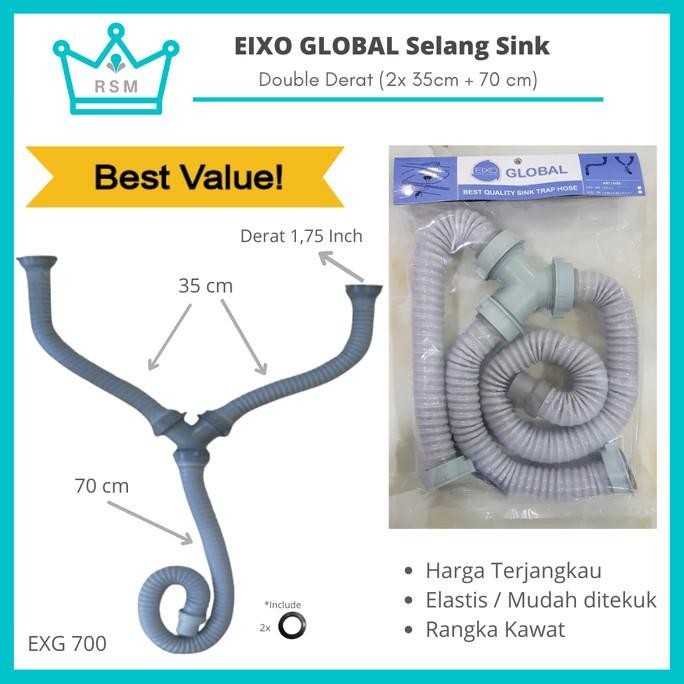 Selang Double Eixo Global Kitchen Sink Hose Pembuangan Bcp Flexibel