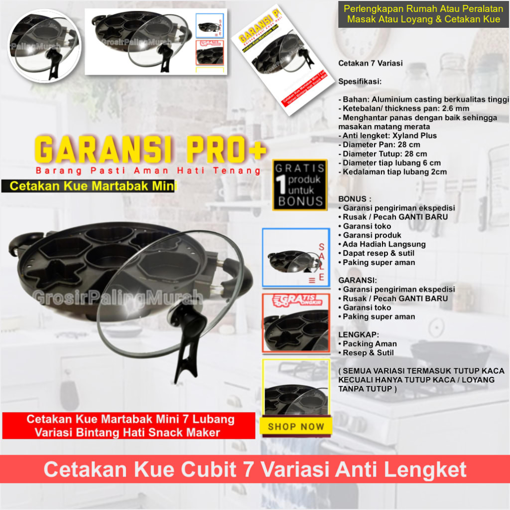 Cetakan Kue Cubit 7 Variasi Anti Lengket