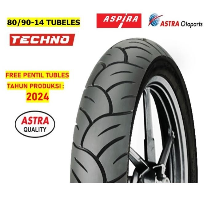BAN LUAR TUBLES UKURAN 80/90 14 TECHNO MERK ASPIRA MOTOR BEAT, VARIO