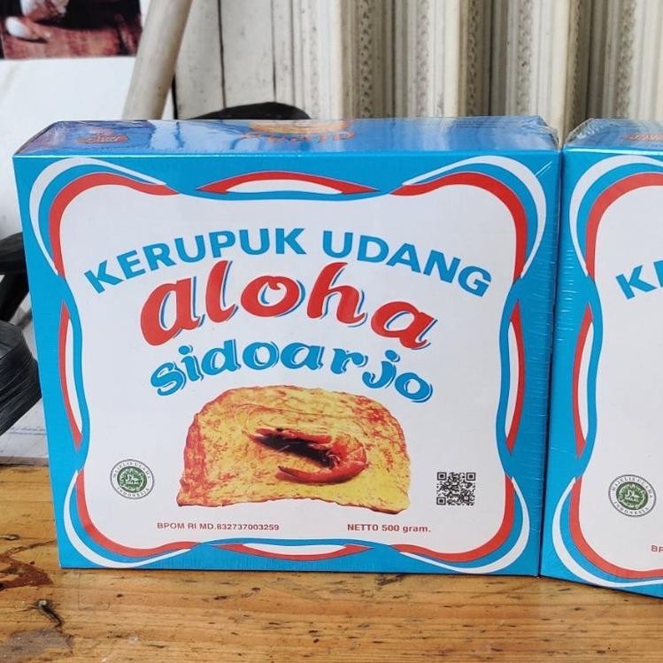 

ss-64 Kerupuk Udang ALOHA Sidoarjo 500gr Super Extra Biru BOX Original